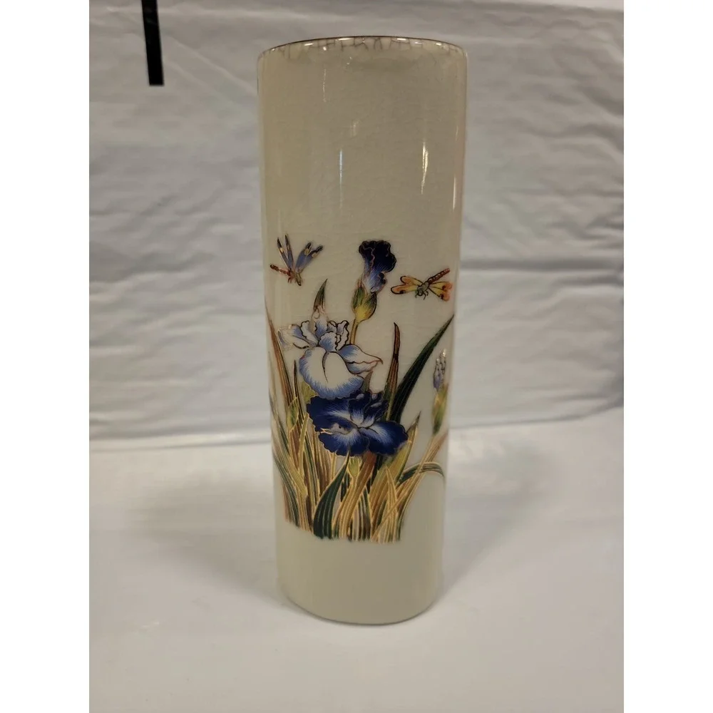 Iris Flower and Dragonfly Vase‎